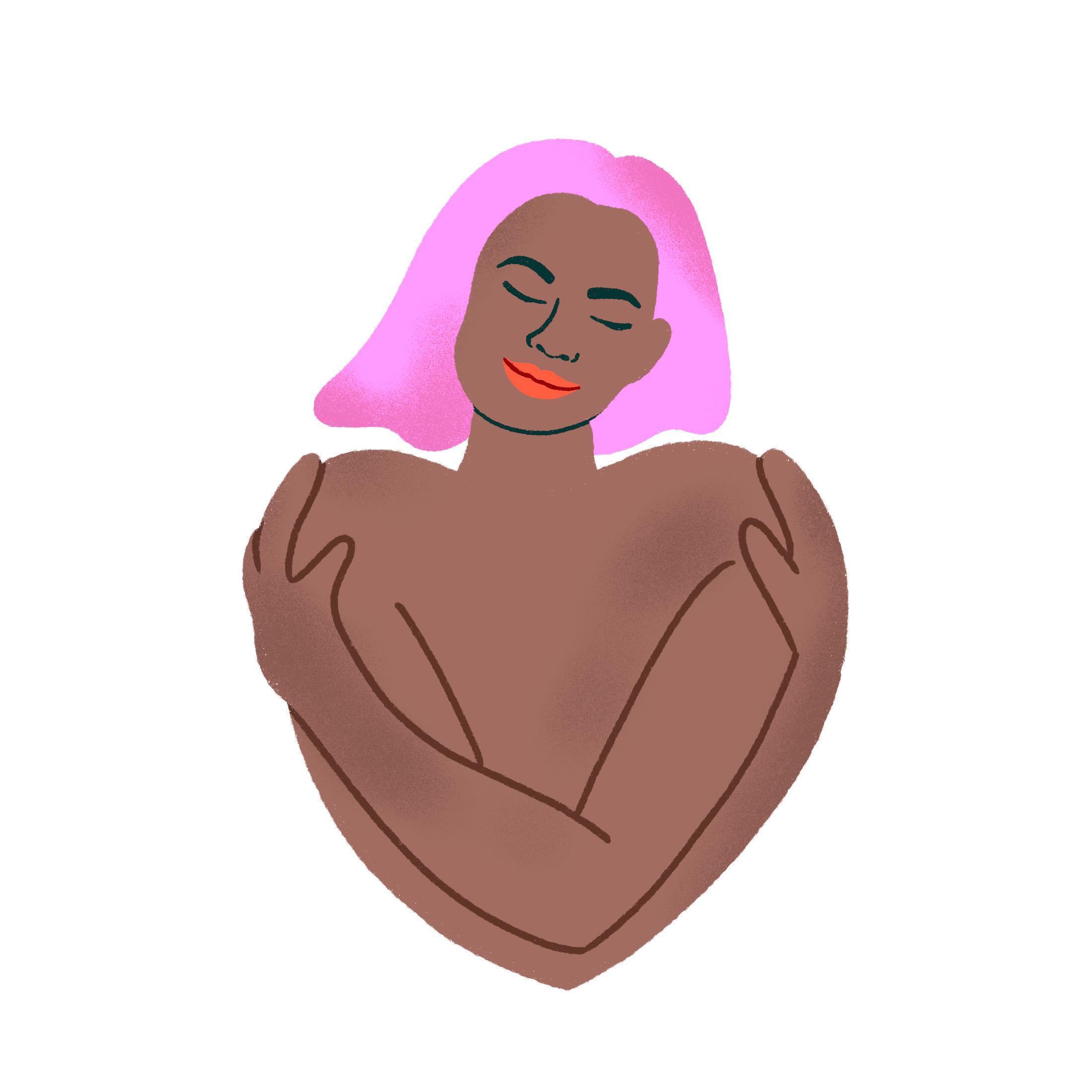 Eine Frau, die sich mitfühlend selbst umarmt